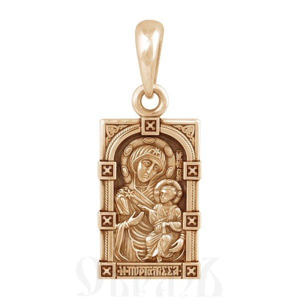 образок «иверская икона божией матери», золото 585 проба красное (арт. 202.631-1)