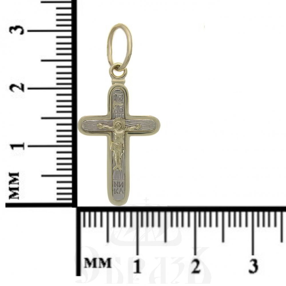золотой крест с тропарем креста и молитвой за отечество, 585 проба желтого и белого цвета (арт. п10064-з5жб)