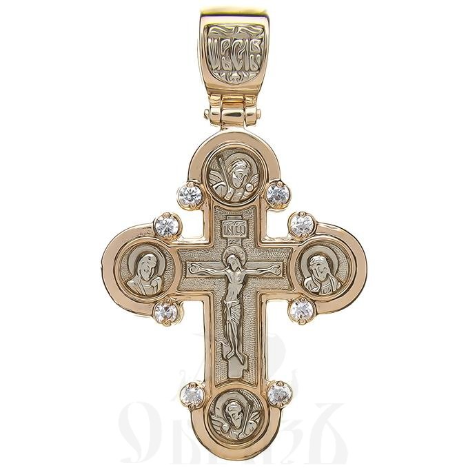 золотой крест с образом божией матери, 585 проба красного и белого цвета (арт. п30066-з5кб)